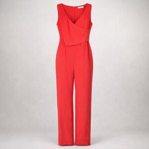 Ali & Jay Womens Jumpsuit Large Coral Wide Leg V Neck Statement Resort Vacation